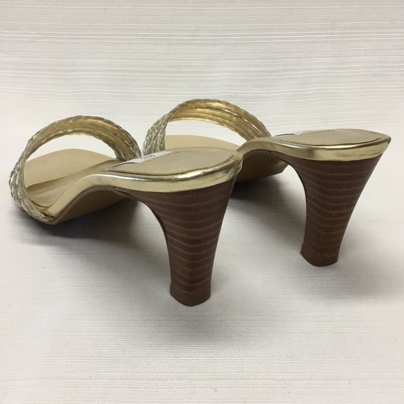 Darling Leather Slide-on Gold Heels by Together - Picture 5 of 7